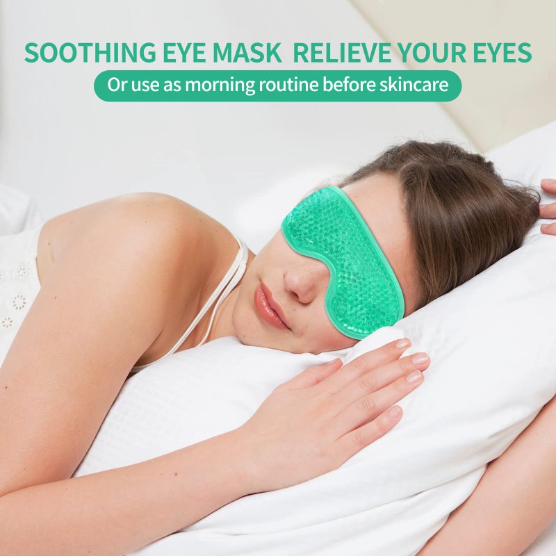 CONSGIJI 2PCS Gel Eye Mask Reusable Cold Therapy Gel Bead Eye Mask for Puffiness/Dark Circles/Eye Bags/Dry Eyes/Headaches/Migraines/Stress Relief(Green) - Image 4