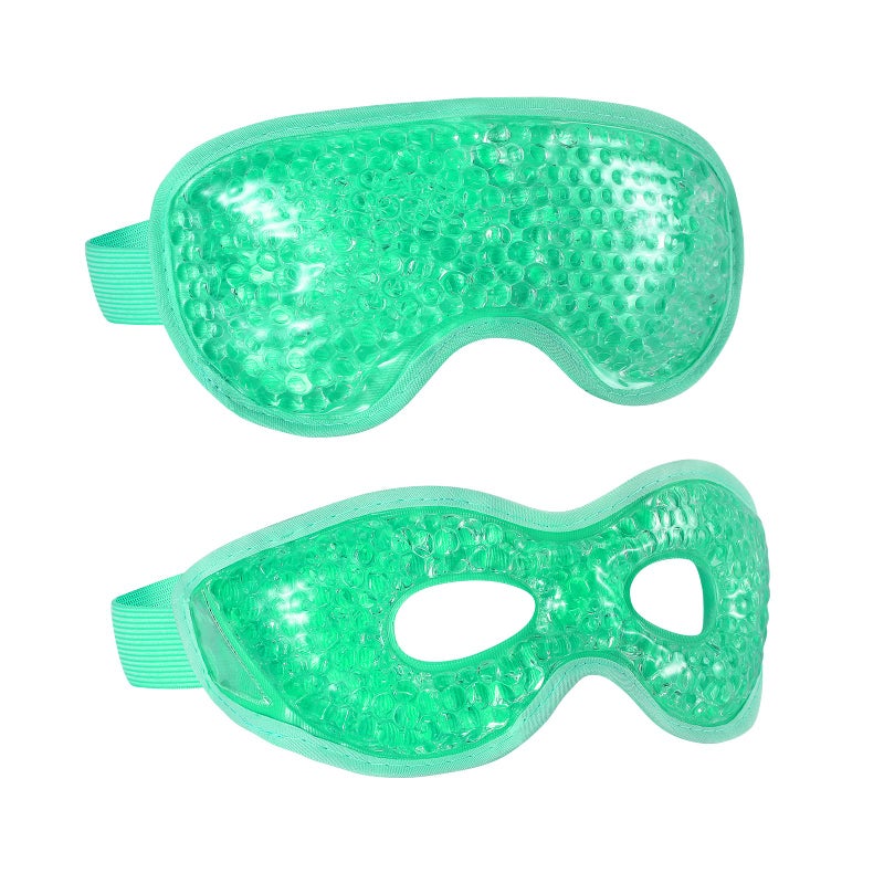 CONSGIJI 2PCS Gel Eye Mask Reusable Cold Therapy Gel Bead Eye Mask for Puffiness/Dark Circles/Eye Bags/Dry Eyes/Headaches/Migraines/Stress Relief(Green) - Image 1