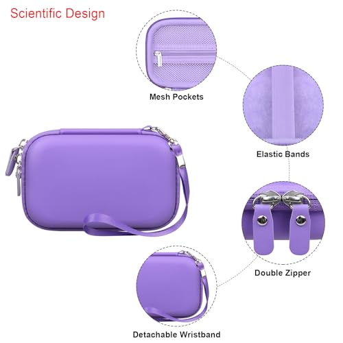 Elonbo Carrying Case for HP Sprocket 2x3” Instant Smartphone Photo Printer, Portable Mini Color Print Digital Camera Hard Travel Bag, Wireless Mobile Picture Printer Storage Holder, Purple - Image 4