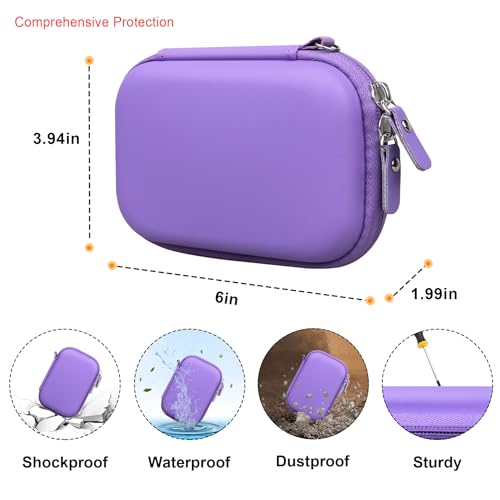 Elonbo Carrying Case for HP Sprocket 2x3” Instant Smartphone Photo Printer, Portable Mini Color Print Digital Camera Hard Travel Bag, Wireless Mobile Picture Printer Storage Holder, Purple - Image 3