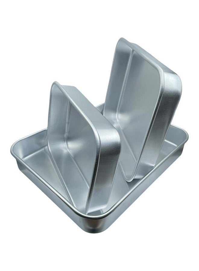 3-Piece Rectangular Oven Tray Set, Silver - Image 3