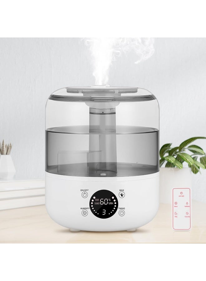 ياكيتر 3L مرطبات لغرفة النوم، أعلى ملء مرطبات باردة، 360 درجة فوهة دوارة مزدوجة الرأس، وضع التلقائي، مؤقت، ناشر الزيت الأساسي، انخفاض الضوضاء، مرطب الهواء مع التحكم عن بعد (3L-الأبيض) - Image 1