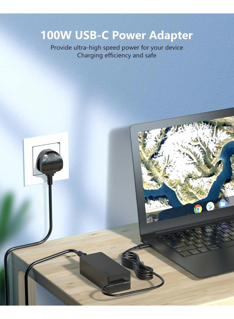 زيكسين شاحن لابتوب شامل بقوة 100 واط بمنفذ USB-C متوافق مع أجهزة MacBook متوافق مع أجهزة MacBook Pro/Air (مقاسات 16 و15 و14 و13 بوصة) وأجهزة الكمبيوتر من Lenovo ThinkPad وASUS وHP وAcer وDell وMSI؛ مزود بكابل طاقة من النوع C (Type-C) - Image 3
