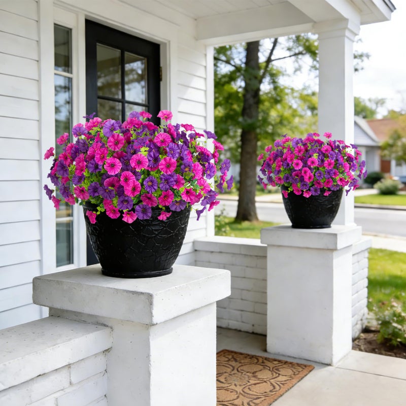 ADXORA 12 Bundles Morning Glory Artificial Flowers for Outdoor Decoration UV Resistant Fake Plastic Plants Artificial Greenery for Indoor Outdoor Garden Patio Window Box Home Decor - Image 4
