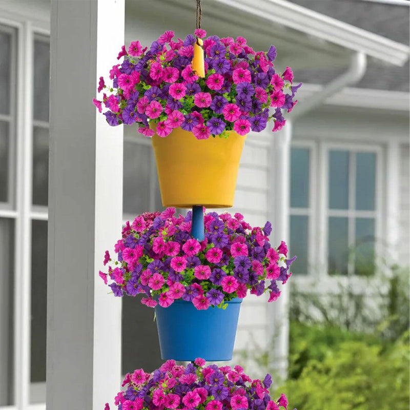 ADXORA 12 Bundles Morning Glory Artificial Flowers for Outdoor Decoration UV Resistant Fake Plastic Plants Artificial Greenery for Indoor Outdoor Garden Patio Window Box Home Decor - Image 5
