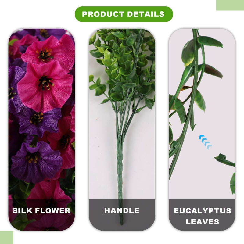 ADXORA 12 Bundles Morning Glory Artificial Flowers for Outdoor Decoration UV Resistant Fake Plastic Plants Artificial Greenery for Indoor Outdoor Garden Patio Window Box Home Decor - Image 3
