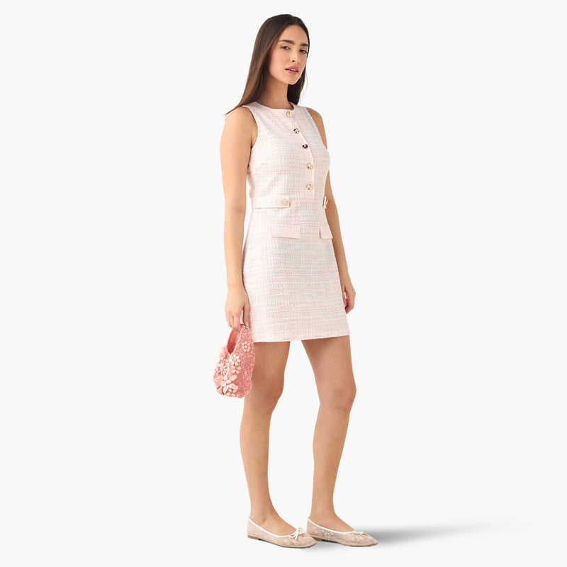 تواكستريمز فستان تريكو بدون أكمام من التويد - Image 2