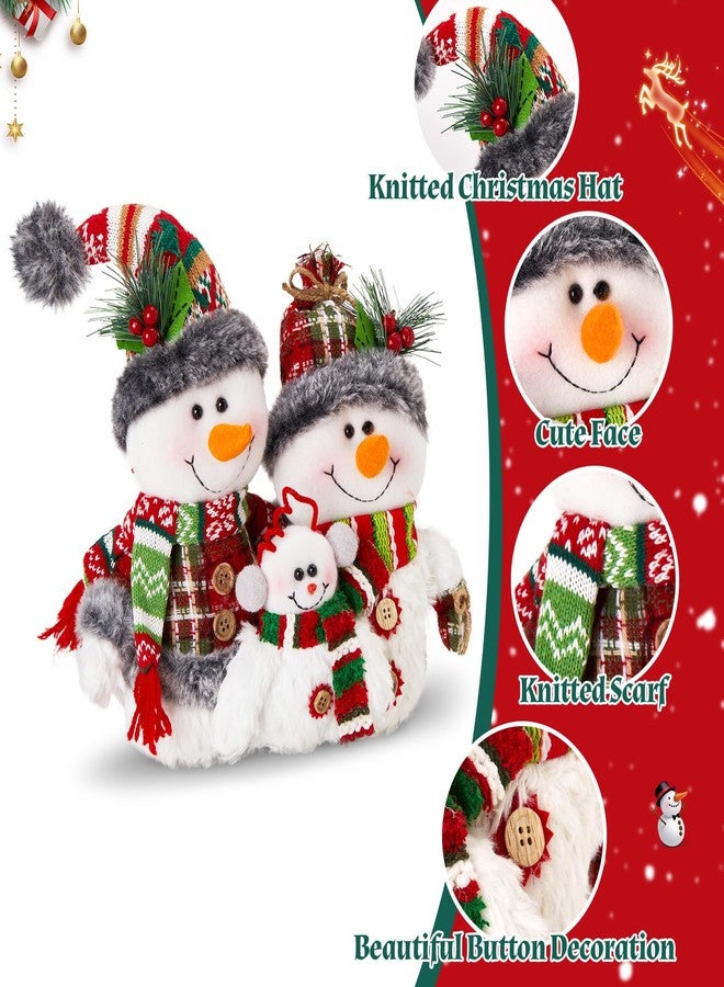 WEWILL 12'' Christmas Snowman Figurine Family Decor - Cozy Snowman Family Tabletop of Three Design, Holiday Decoration for Christmas Tree, Table, Cabinet - Image 4