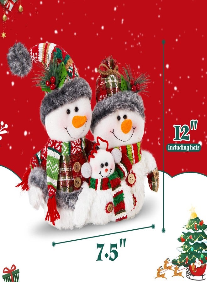 WEWILL 12'' Christmas Snowman Figurine Family Decor - Cozy Snowman Family Tabletop of Three Design, Holiday Decoration for Christmas Tree, Table, Cabinet - Image 5