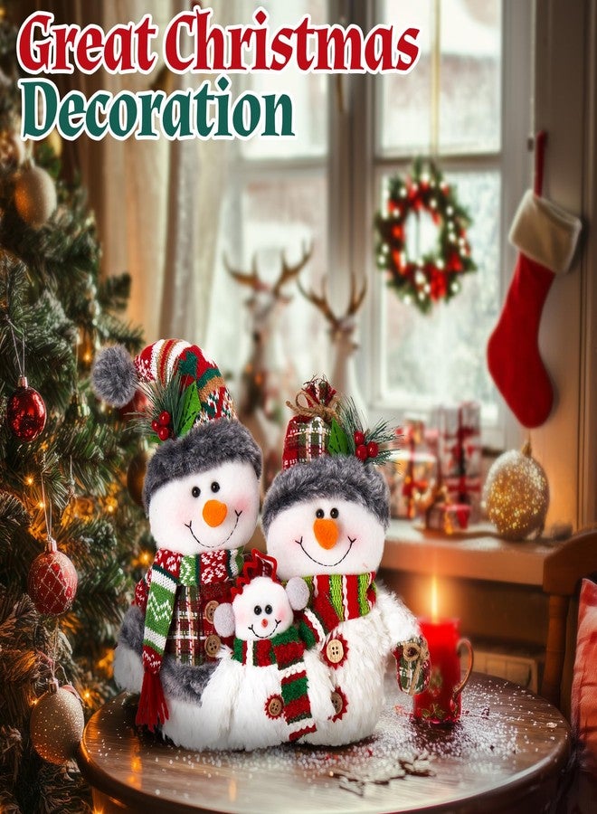 WEWILL 12'' Christmas Snowman Figurine Family Decor - Cozy Snowman Family Tabletop of Three Design, Holiday Decoration for Christmas Tree, Table, Cabinet - Image 2