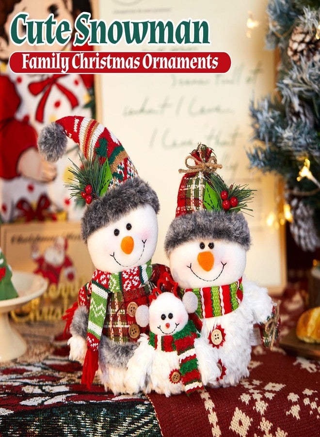 WEWILL 12'' Christmas Snowman Figurine Family Decor - Cozy Snowman Family Tabletop of Three Design, Holiday Decoration for Christmas Tree, Table, Cabinet - Image 3