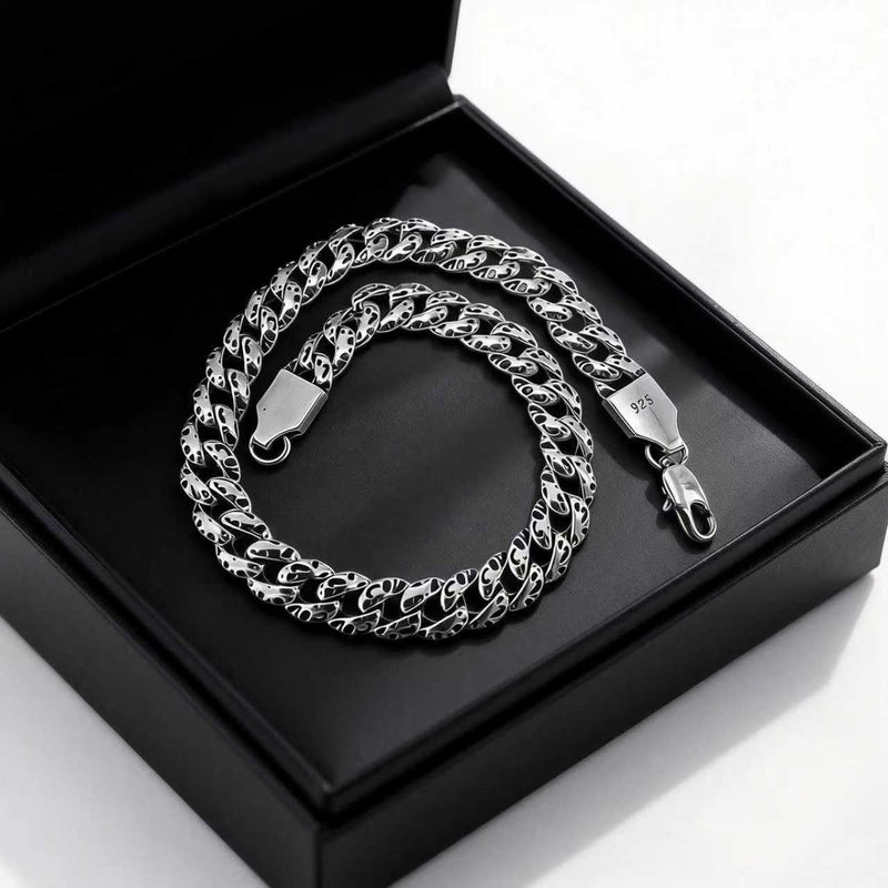Silverso Italian Handmade Sterling Silver Mens Bracelets | Solid S925 Chain Bracelets | Men's Silver Bracelet Gift for Dad, Boyfriend, Son, My Man (8.6" Black Spots) - Image 4