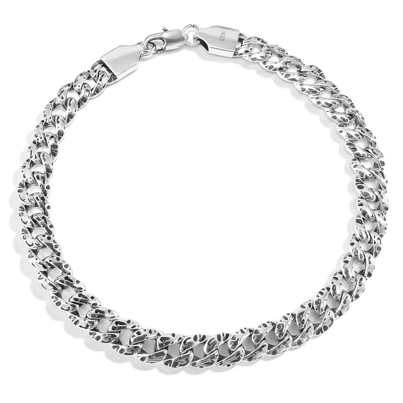 Silverso Italian Handmade Sterling Silver Mens Bracelets | Solid S925 Chain Bracelets | Men's Silver Bracelet Gift for Dad, Boyfriend, Son, My Man (8.6" Black Spots) - Image 1