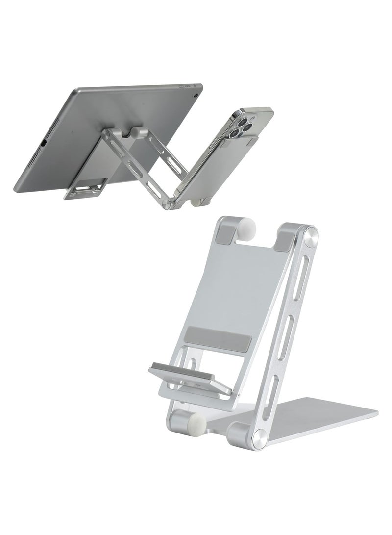 Tablet Stand, Foldable Adjustable Phone Stand, Aluminum Table top Phone Stand Compatible with iPhone, Samsung Galaxy, All Smartphones - Image 1