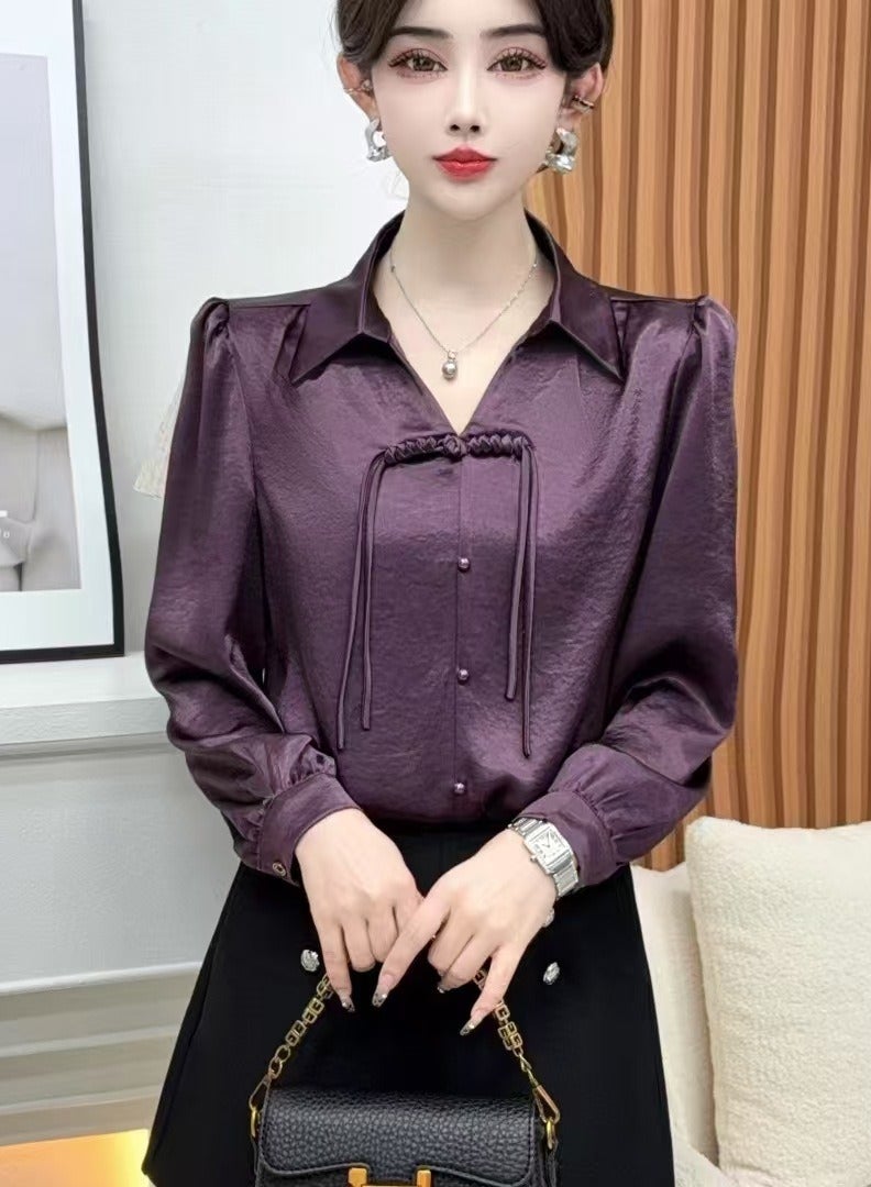 Shougu New Chinese Style Buckle Style Jacquard Shirt