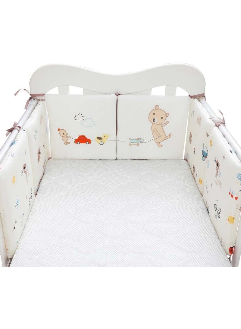 6 PCS Baby Crib Bumper, Cot Bumper,Breathable Mesh Cot Liner,Crib Rail Cover,Baby Nursery Breathable Crib Bedding,Baby Bed Bumper - Image 1