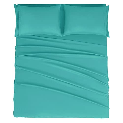 Mejoroom Bed Sheets Set,Extra Soft Luxury King Size Sheets with 15-inch Deep Pocket,Premium Bedding Collection - Soft, Breathable, Wrinkle & Fade Resistant - 4 Piece (King,Teal) - Image 2