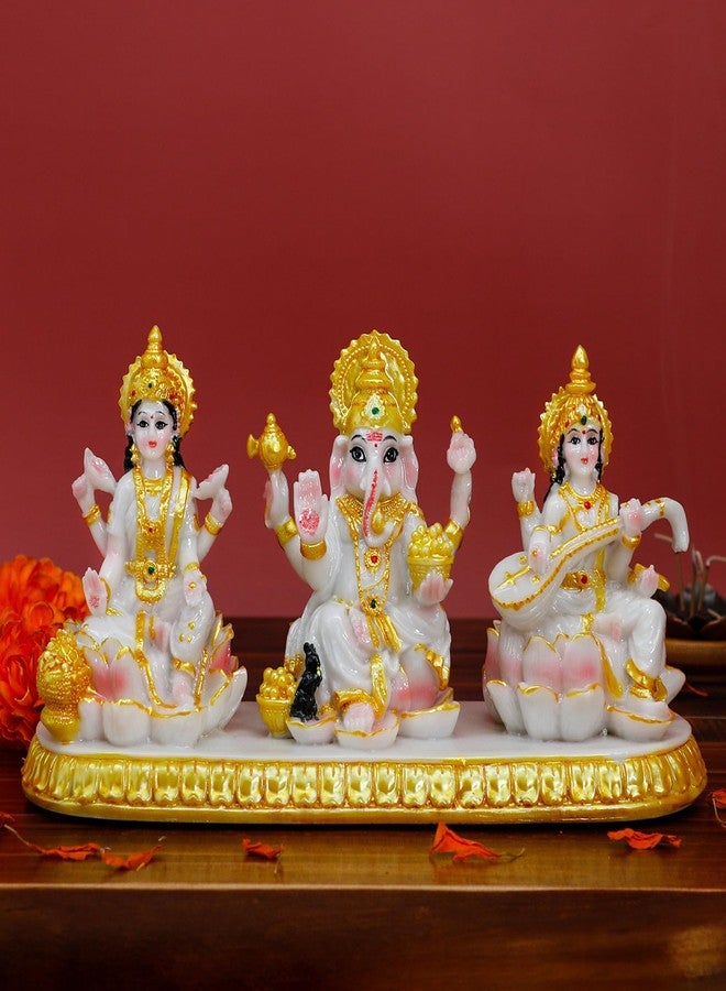 BangBangDa Indian Ganesha Lakshmi Saraswati Statue - 3.9”H Hindu God Ganpati Laxmi for Car Dashboard Decor India Murti Diwali Pooja Gifts for Indian Family Frined Home Office Temple Mandir Altar Puja Item - Image 3