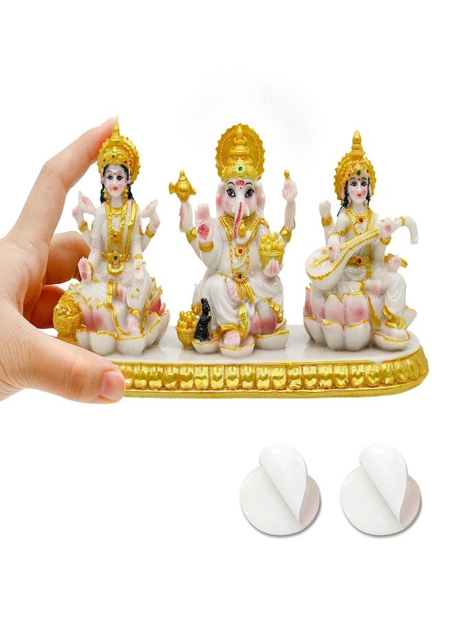 BangBangDa Indian Ganesha Lakshmi Saraswati Statue - 3.9”H Hindu God Ganpati Laxmi for Car Dashboard Decor India Murti Diwali Pooja Gifts for Indian Family Frined Home Office Temple Mandir Altar Puja Item - Image 5