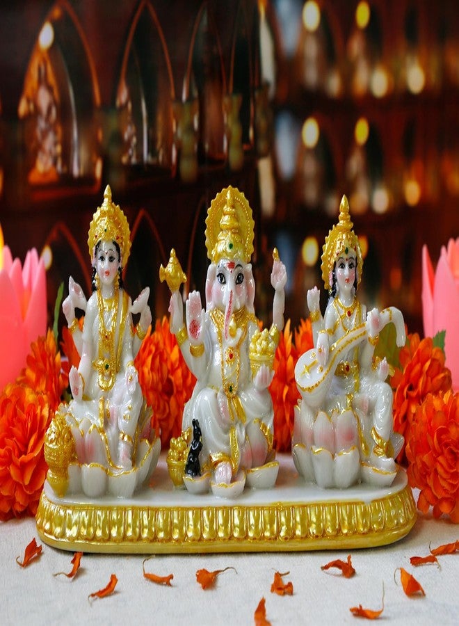 BangBangDa Indian Ganesha Lakshmi Saraswati Statue - 3.9”H Hindu God Ganpati Laxmi for Car Dashboard Decor India Murti Diwali Pooja Gifts for Indian Family Frined Home Office Temple Mandir Altar Puja Item - Image 1