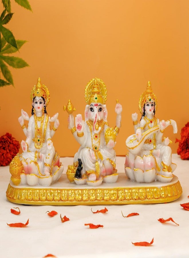 BangBangDa Indian Ganesha Lakshmi Saraswati Statue - 3.9”H Hindu God Ganpati Laxmi for Car Dashboard Decor India Murti Diwali Pooja Gifts for Indian Family Frined Home Office Temple Mandir Altar Puja Item - Image 2