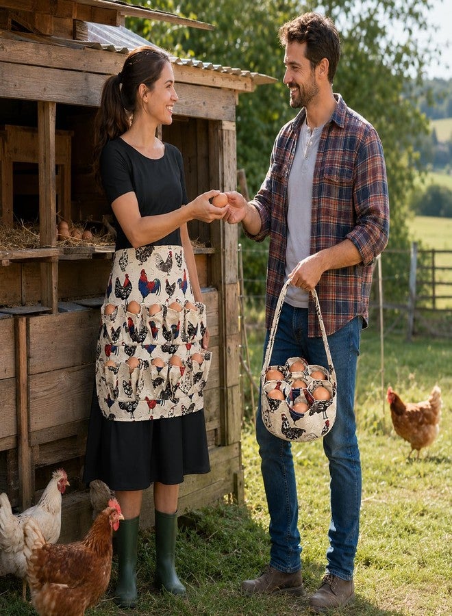 Hossmily Egg Apron - Collect Eggs from Chicken, Duck, Goose with 7 Pouches - Perfect for Housewife, Farmhouse, Kitchen, Restaurant, Parent-Child Activities - Image 2