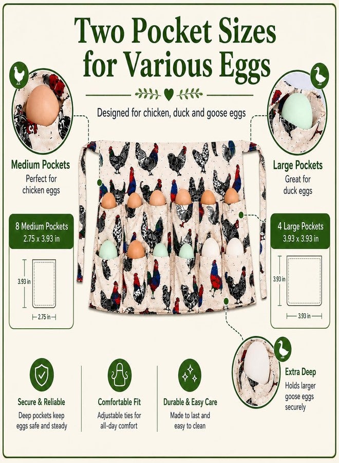 Hossmily Egg Apron - Collect Eggs from Chicken, Duck, Goose with 7 Pouches - Perfect for Housewife, Farmhouse, Kitchen, Restaurant, Parent-Child Activities - Image 5