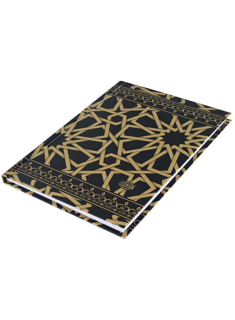 FIS Notebook Hard Cover, A5 Size(14.8x21cm), 2 Quire, 192 Pages, 96 Sheets, Single Line Ruling, Golden/Black, Packet of 5 Pieces, Design 10 - FSNBHCA5GLBKD10 - Image 3