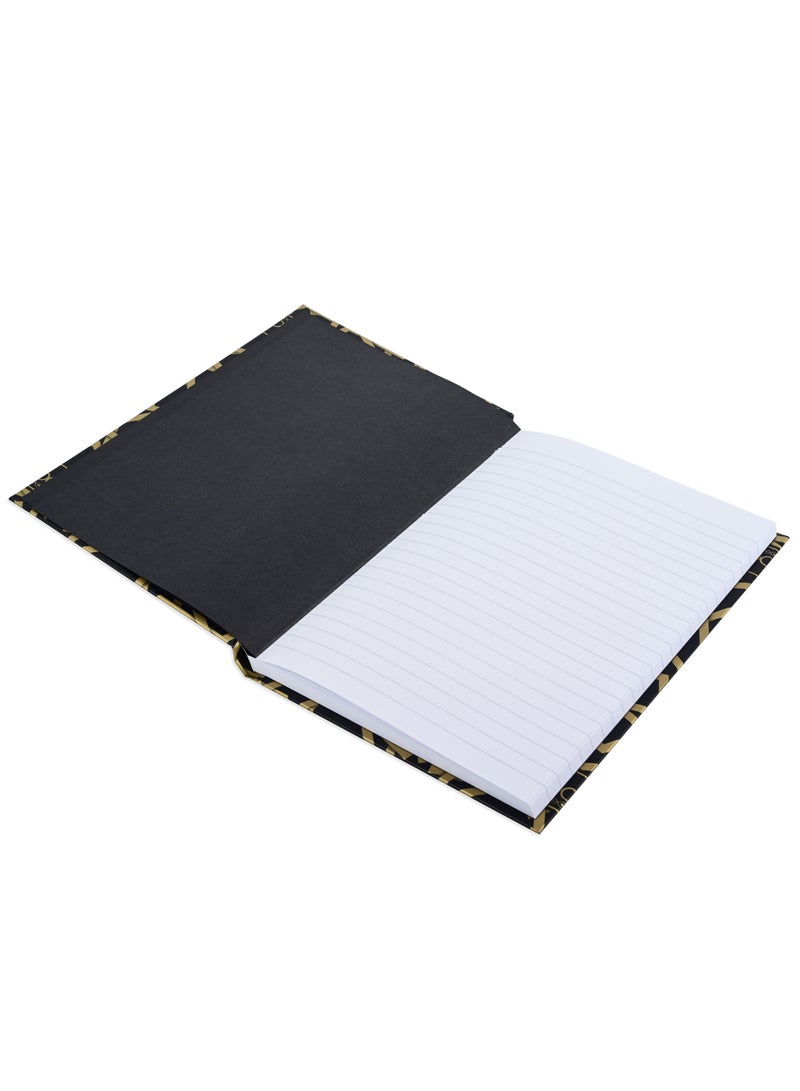 FIS Notebook Hard Cover, A5 Size(14.8x21cm), 2 Quire, 192 Pages, 96 Sheets, Single Line Ruling, Golden/Black, Packet of 5 Pieces, Design 10 - FSNBHCA5GLBKD10 - Image 4