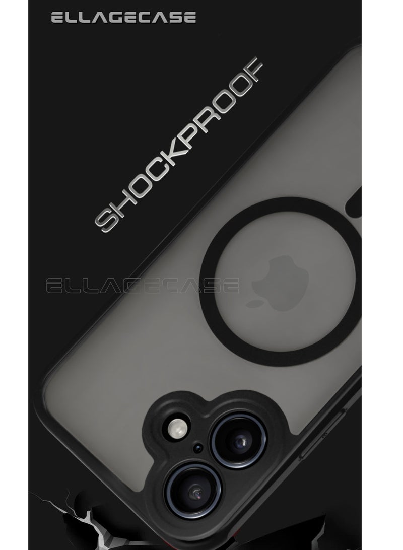 ELLAGECASE Case for iPhone 16 Plus, Ultra Thin Frameless Case With MagSafe Wireless Charging, Solid Camera Protection, Shockproof Magnetic Black Cover - Image 2