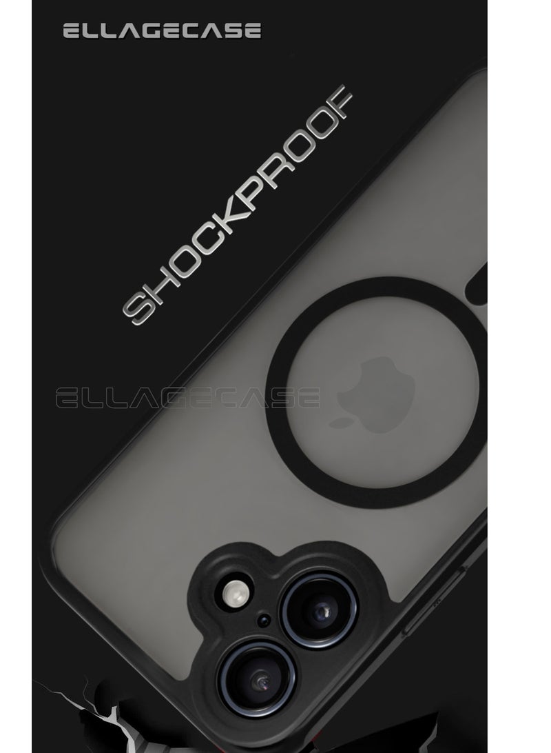 ELLAGECASE Case for iPhone 16 Plus, Ultra Thin Frameless Case With MagSafe Wireless Charging, Solid Camera Protection, Shockproof Magnetic Black Cover - Image 3