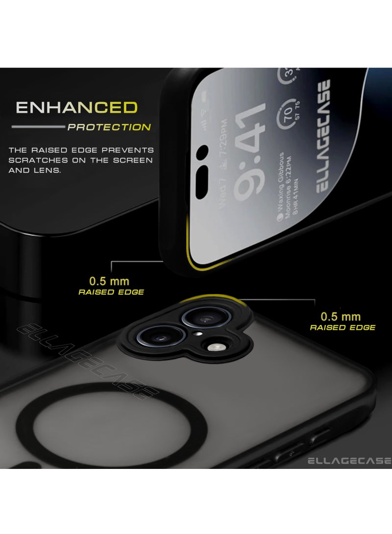 ELLAGECASE Case for iPhone 16 Plus, Ultra Thin Frameless Case With MagSafe Wireless Charging, Solid Camera Protection, Shockproof Magnetic Black Cover - Image 5