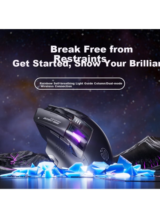 Inphic A9v2 Explorer Edition Wireless Gaming Mouse, E-sports Macro Wired Bluetooth Tri-mode Mouse, Right-handed Csgo Pubg Lol Desktop Laptop Universal Rgb 12000 Dpi Black - Image 2