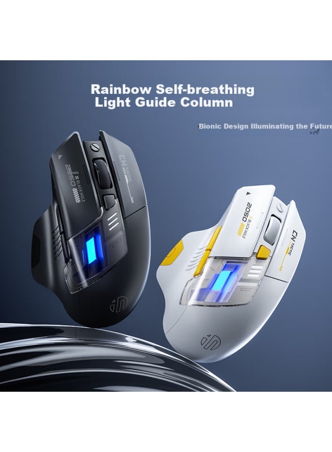 Inphic A9v2 Explorer Edition Wireless Gaming Mouse, E-sports Macro Wired Bluetooth Tri-mode Mouse, Right-handed Csgo Pubg Lol Desktop Laptop Universal Rgb 12000 Dpi Black - Image 3