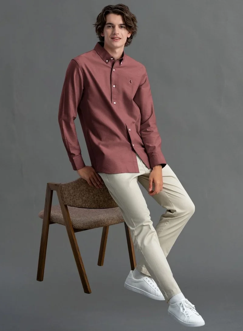 GIORDANO Men's Oxford Long Sleeve Shirt