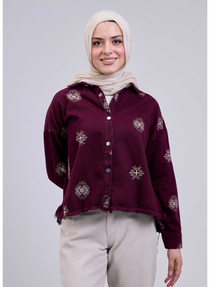 شيب ماستر جاكيت جبردين حريمي بكسرات خفيفة وزراير كبس – ستايل كاجوال عملي  - Image 4