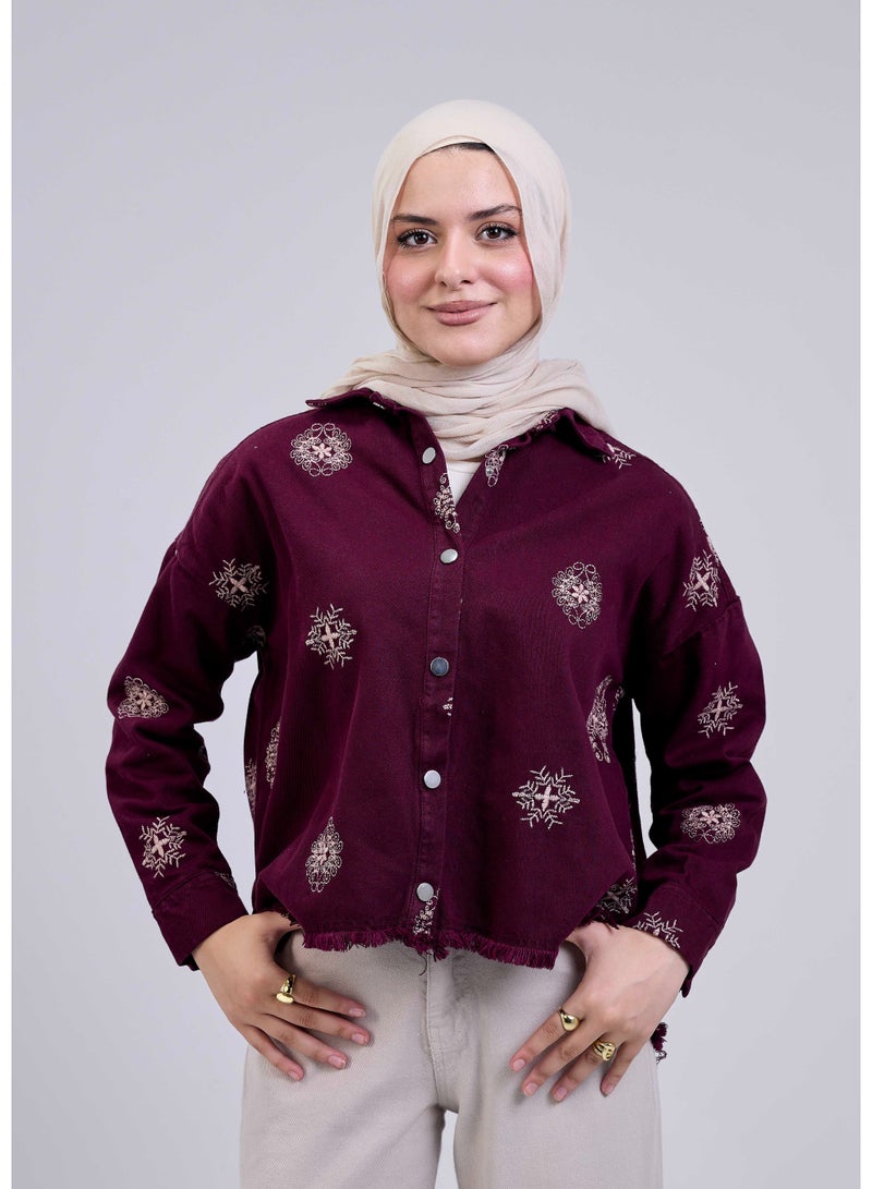 شيب ماستر جاكيت جبردين حريمي بكسرات خفيفة وزراير كبس – ستايل كاجوال عملي  - Image 3
