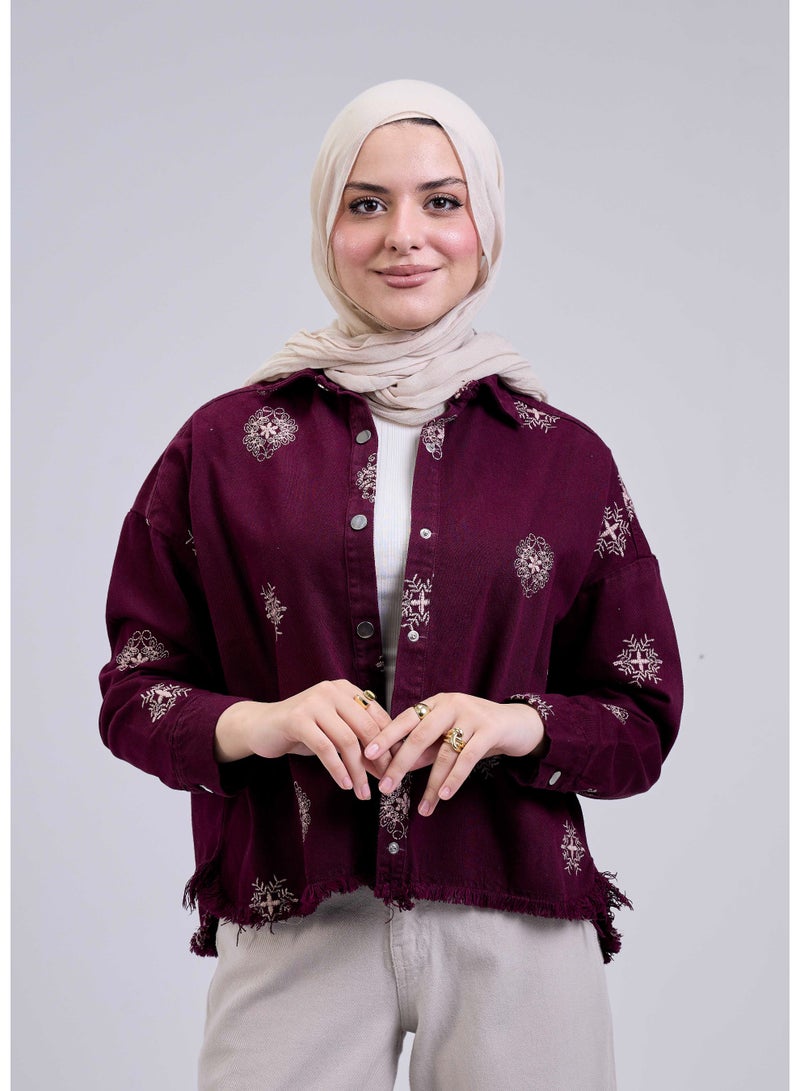 شيب ماستر جاكيت جبردين حريمي بكسرات خفيفة وزراير كبس – ستايل كاجوال عملي  - Image 1