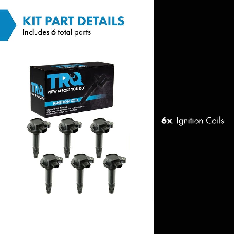 TRQ Direct Ignition Coil Set of 6 for Ford Fusion, Flex, Edge, Taurus, Lincoln MKS, MKT - Image 2