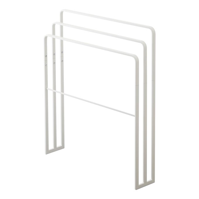 4979 TOWER BATH TOWEL HANGER WITH 3 BARS WHITE STEEL MINIMALIST 70 X 14 X 81 CM