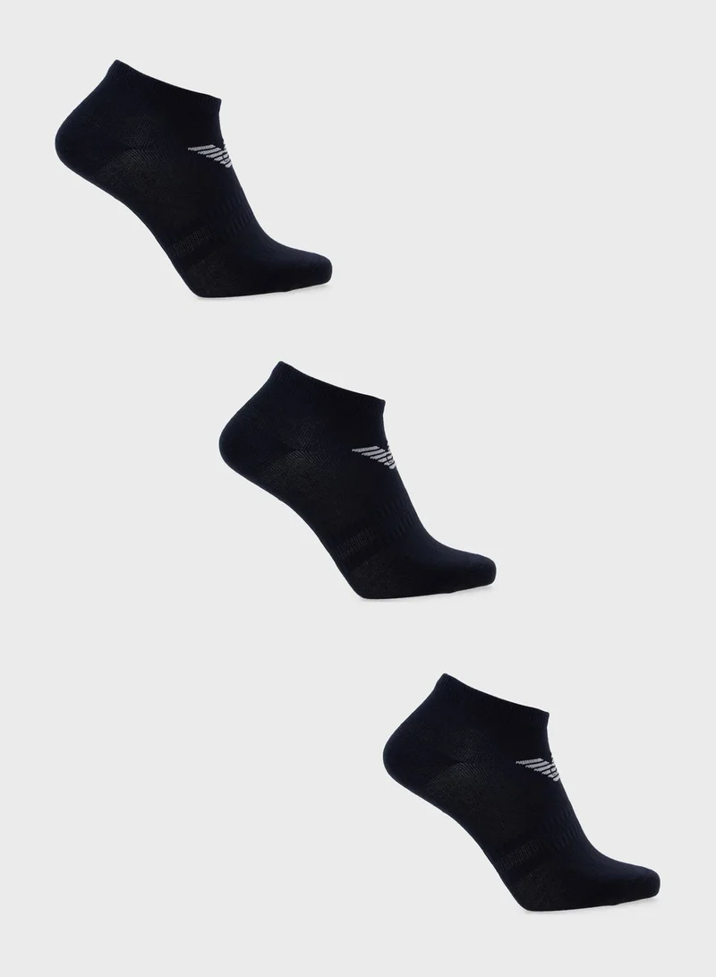 EMPORIO ARMANI 3 Pack Logo Ankle Socks
