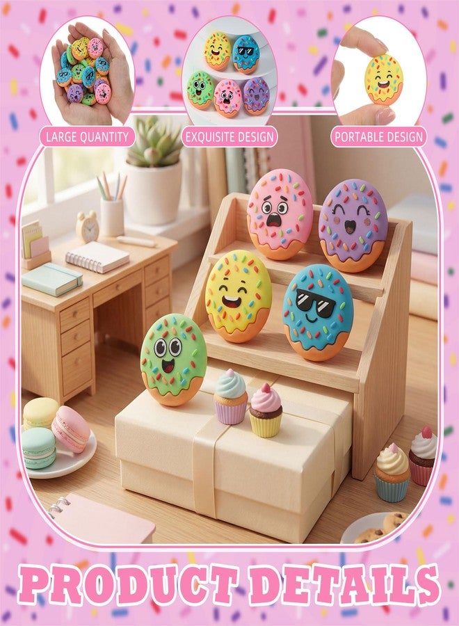 Threehoney 50 Pcs Mini Fake Donut Figures Tiny Doughnuts Figurines Small Realistic Donuts Food Statue Toy for New Years Party Favor Basket Filler Cake Topper Decor Hide and Seek Prop Classroom Prize - Image 3