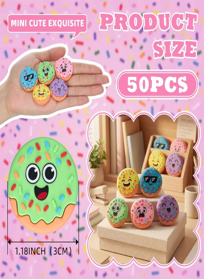Threehoney 50 Pcs Mini Fake Donut Figures Tiny Doughnuts Figurines Small Realistic Donuts Food Statue Toy for New Years Party Favor Basket Filler Cake Topper Decor Hide and Seek Prop Classroom Prize - Image 2
