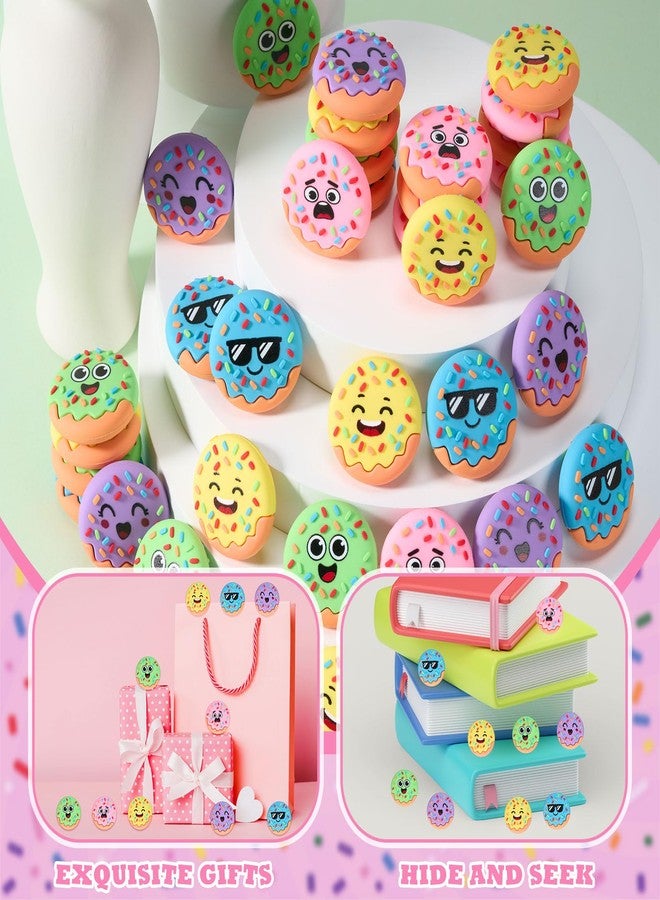 Threehoney 50 Pcs Mini Fake Donut Figures Tiny Doughnuts Figurines Small Realistic Donuts Food Statue Toy for New Years Party Favor Basket Filler Cake Topper Decor Hide and Seek Prop Classroom Prize - Image 4