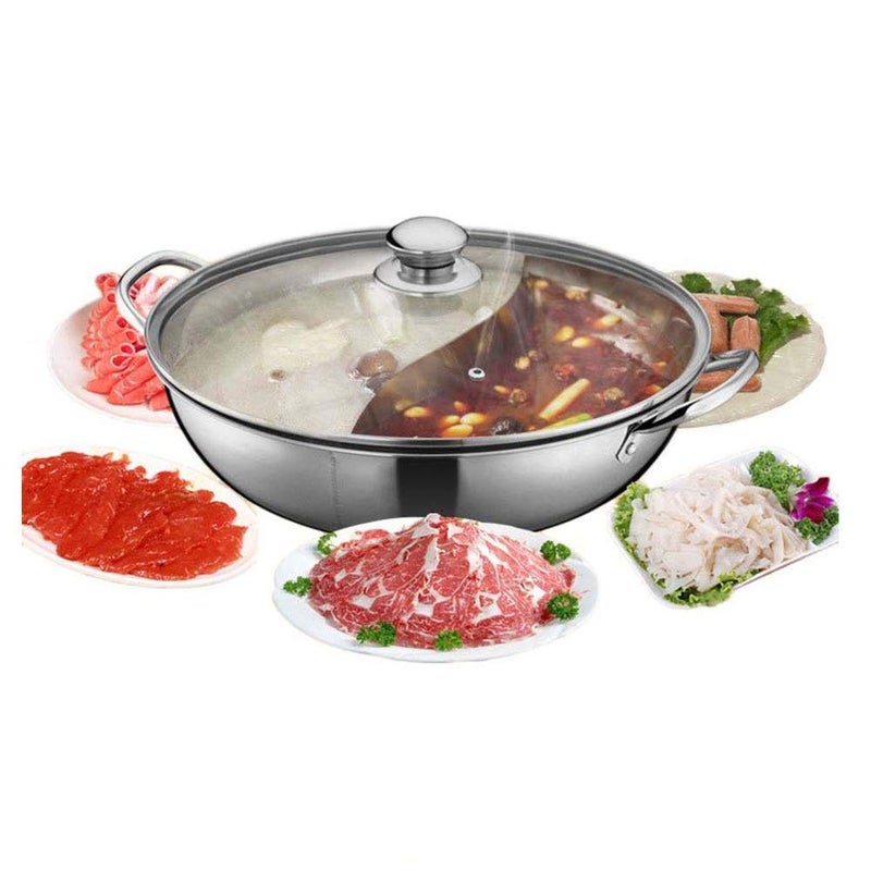 Olpad Olpad Hot Pot,30 cm Thick Stainless Steel Hot Pot,Household Easy Clean Non-Stick Soup Pot,6.5L Large Capacity Kitchen Cooking Tool,with Glass Lid  - Image 1
