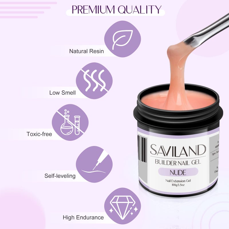 SAVILAND 100 g Builder Nail Gel U V - 3.5 oz Nude Color Hard Gel for Nails High-Capacity for Nail Extension Enhancement Strengthen U V Gel LED Repair Carving DIY Nail Art Manicure Set - Image 5