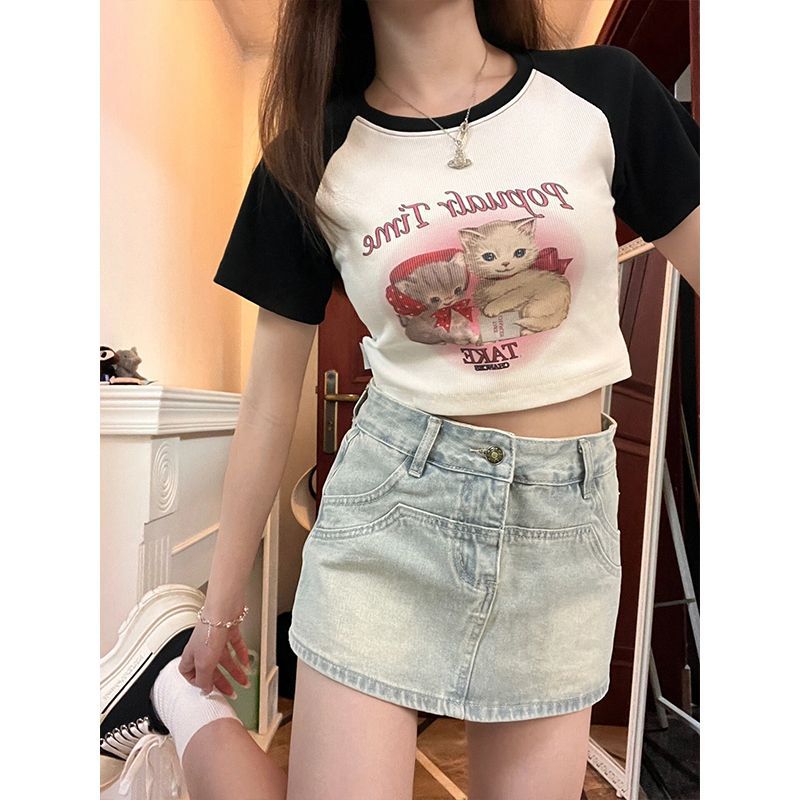 High Waist Denim Skirt Women'S 2024 Slimming Spice Girl Little A- Line Skirt Pants Hip Skirt - Image 4