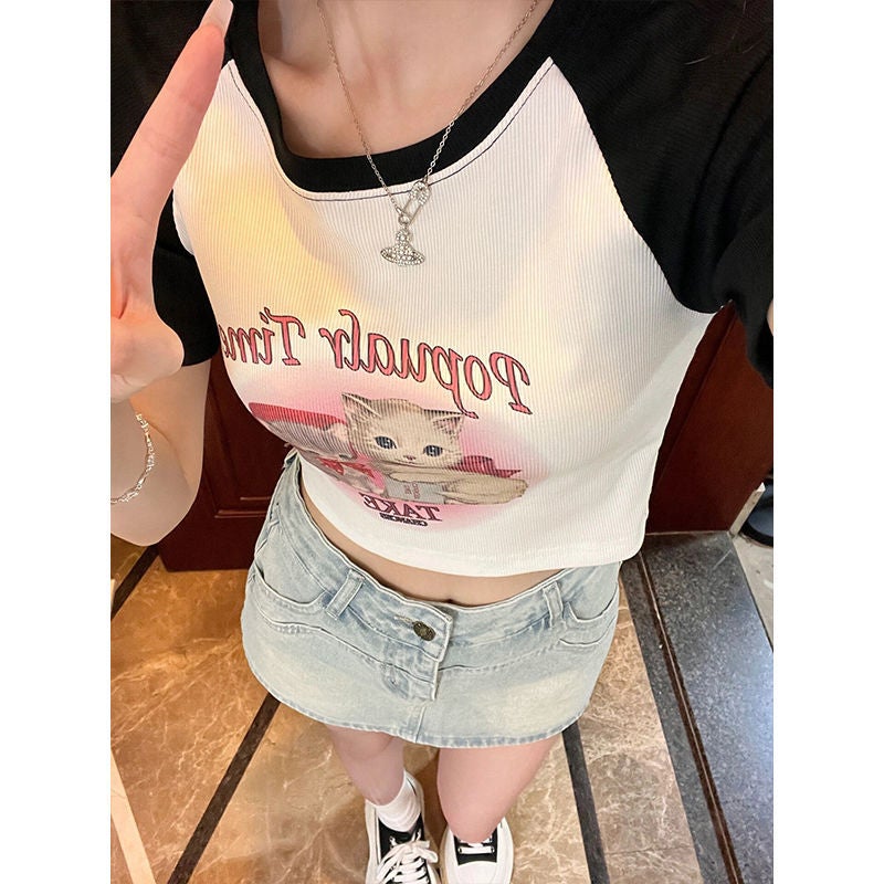 High Waist Denim Skirt Women'S 2024 Slimming Spice Girl Little A- Line Skirt Pants Hip Skirt - Image 5
