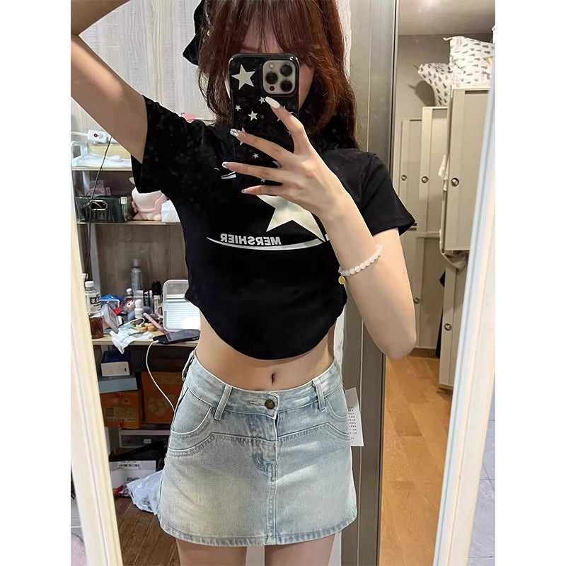 High Waist Denim Skirt Women'S 2024 Slimming Spice Girl Little A- Line Skirt Pants Hip Skirt - Image 2