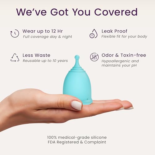 EcoBlossom Reusable Menstrual Cup and Case The Most Reliable Medical Grade Silicone Period Cups Comfortably use for 12 Hours SmallLarge Pack of 2 Round Stem Case - Image 3